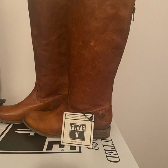 Frye Melissa Button Cognac Leather Knee High Boot - Picture 2 of 7